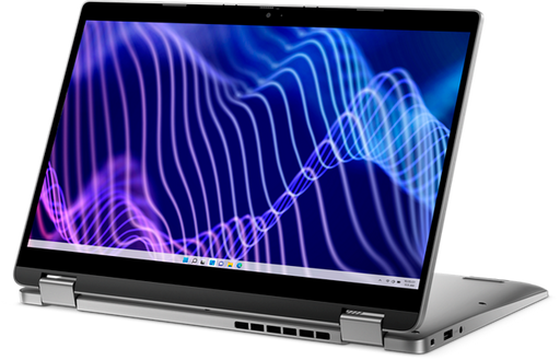 Laptop with a colorful display on a white background