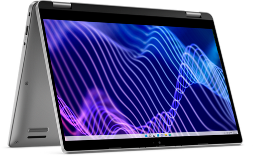 Laptop with a colorful display on a white background