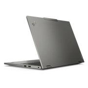 A rear view of the Lenovo L13 2-in-1 G6 laptop, with the lid half open