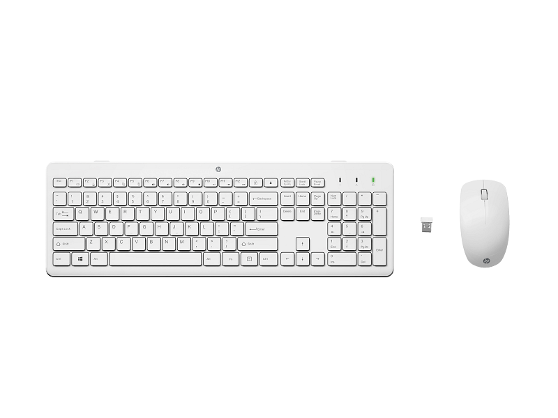 HP 230 Wireless Keyboard Mouse Combo White USB-A Full Size Keyboard Set
