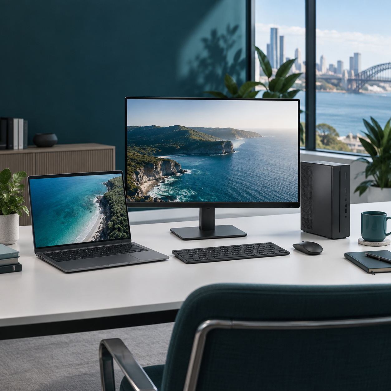 Business laptop, desktop and monitor for growing teams