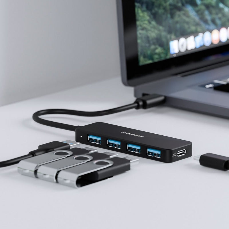 mbeat 4-Port USB-C Hub with USB-C DC Port Compact and Portable Design Flexible Device Connectivity