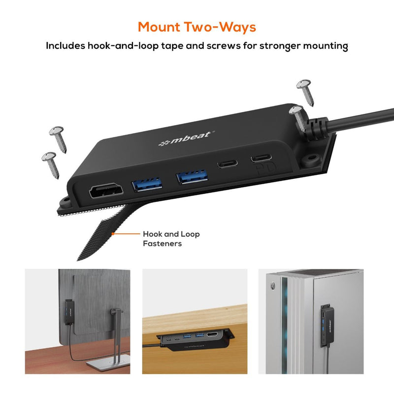 mbeatï¿½ï¿½ï¿½ï¿½ Mountable 5-Port USB-C Hub - Supports 4K HDMI video out