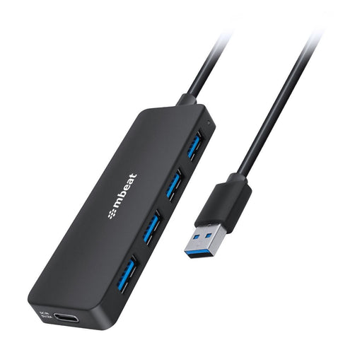 mbeat 4-Port USB 3.0 Hub with USB-C DC Port Compact & Portable