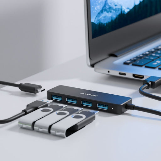 mbeat 4-Port USB 3.0 Hub with USB-C DC Port Compact and Portable Design Expandable Connectivity