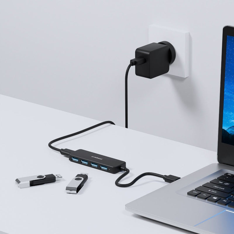 mbeat 4-Port USB 3.0 Hub with USB-C DC Port Compact & Portable