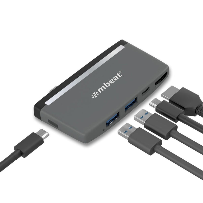 mbeat® Essential Pro 5-IN-1 USB- C Hub ( 4k HDMI Video, USB-C)