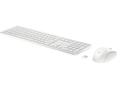 HP Wireless Keyboard Mouse Combo 650 White USB-A Full Size Keyboard Set