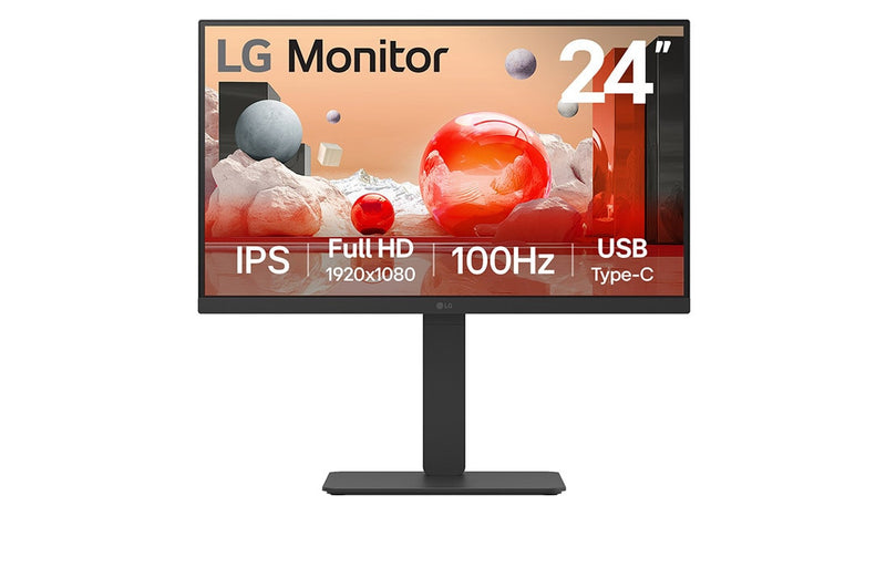 LG 23.8" FHD IPS Monitor, HDMI, DP, USB-C, USB, SPKR, 3YR