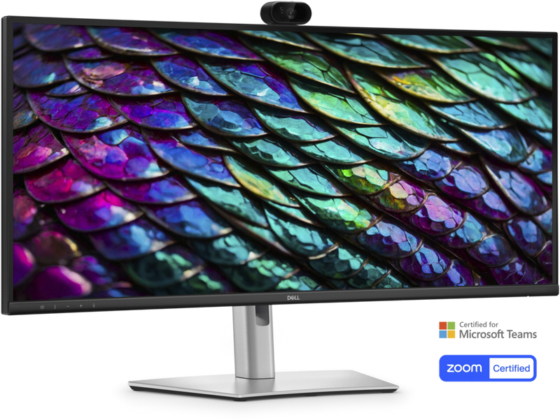 Dell Pro P 34 Inch Curved WQHD Monitor USB-C Hub Webcam LAN Speakers