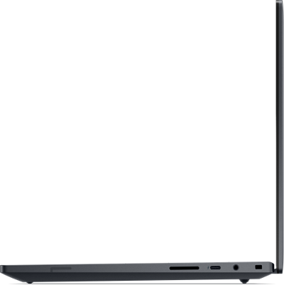 Profile view of the right side of the Dell Pro Max 16 Premium laptop.