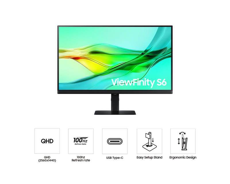 Samsung ViewFinity S6 S60UD 24 Inch IPS QHD Monitor USB-C KVM LAN