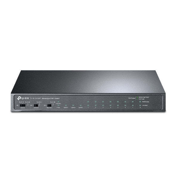 TP-LINK 8-PORT MANAGED GIGABIT SWITCH, 10/100 RJ45 POE+(8), GbE(2),SFP(1), 5YR WTY - TL-SL1311MP