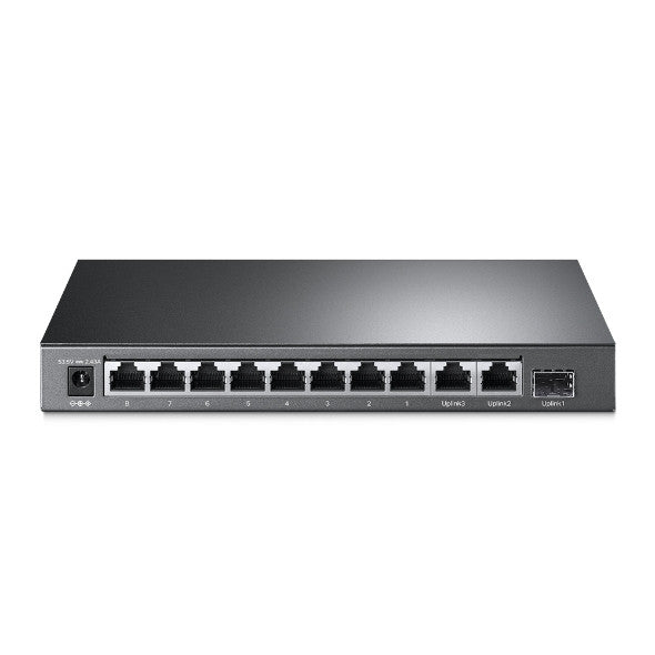 TP-LINK 8-PORT MANAGED GIGABIT SWITCH, 10/100 RJ45 POE+(8), GbE(2),SFP(1), 5YR WTY - TL-SL1311MP