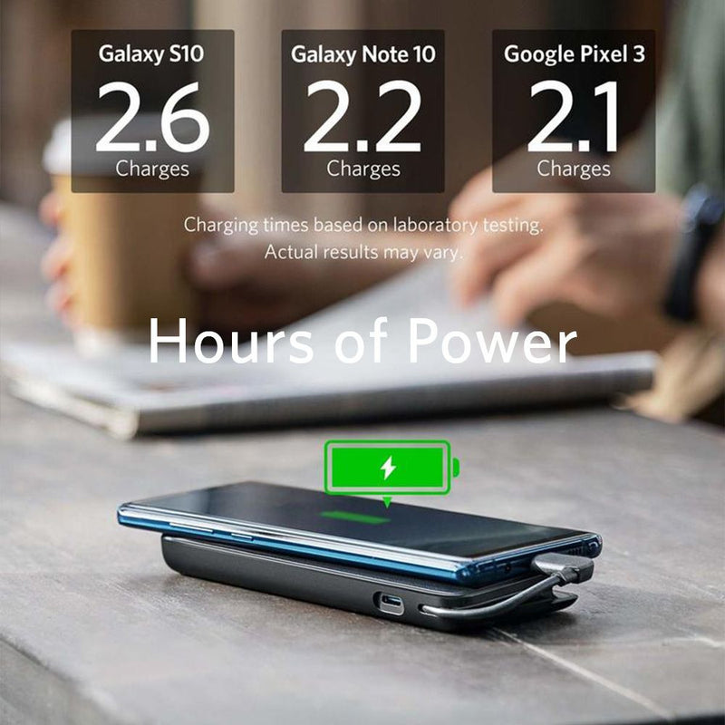 ANKER POWER BANK 10000 WITH LIGHTNING CABLE - BLACK FABRIC - A1222T11