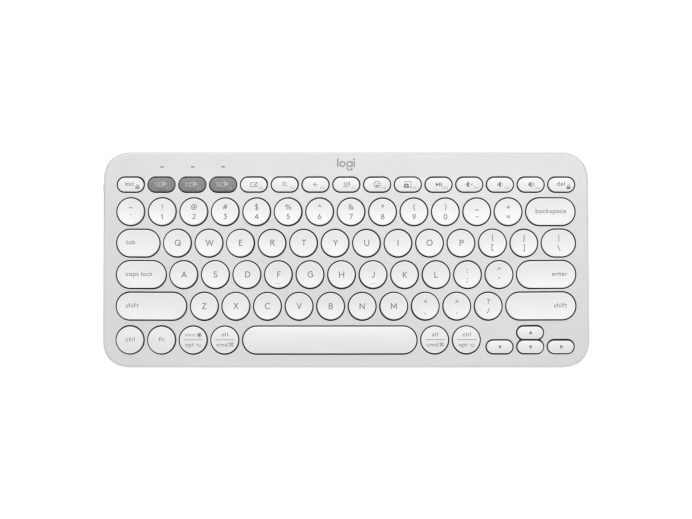 LOGITECH PEBBLE KEYS 2 K380S KEYBOARD, MULTI DEVICE, BLUETOOTH LE, TONAL OFF WHITE, 1YR WT-920-011753