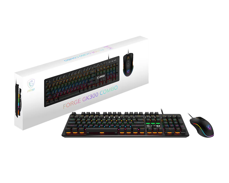 MSI FORGE GK300 Combo Mechanical Gaming Keyboard Mouse USB RGB Blue Switches