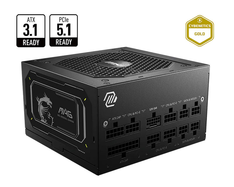 MSI MAG A750GL PCIe5 II 750W Gold ATX 3.1 PSU Fully Modular 16Pin Power Supply