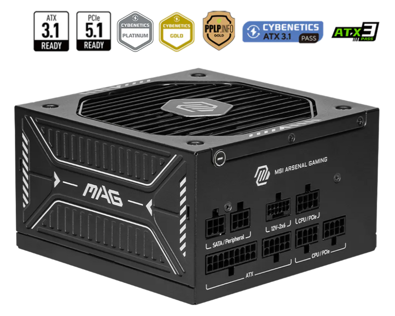 MSI MAG A750GLS PCIe5 750W 80 Plus Gold Fully Modular ATX Power Supply