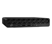 Black HP ProDesk computer on a white background