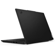 A rear view of the Lenovo L14 G6 black, with the lid half open