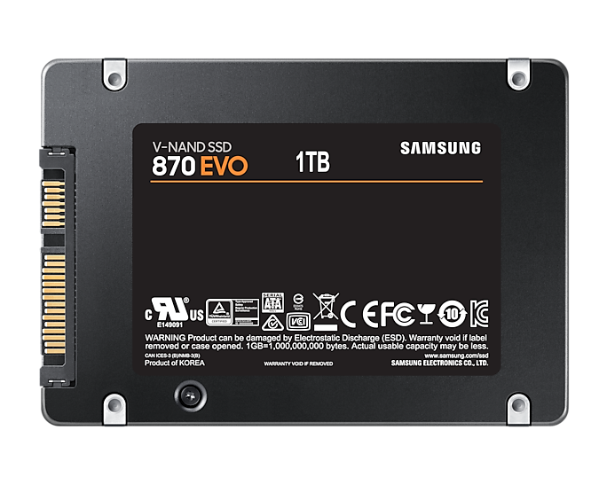 SAMSUNG (870 EVO) 1TB, 2.5" INTERNAL SATA SSD, 560R/530W MB/s, 5YR WTY