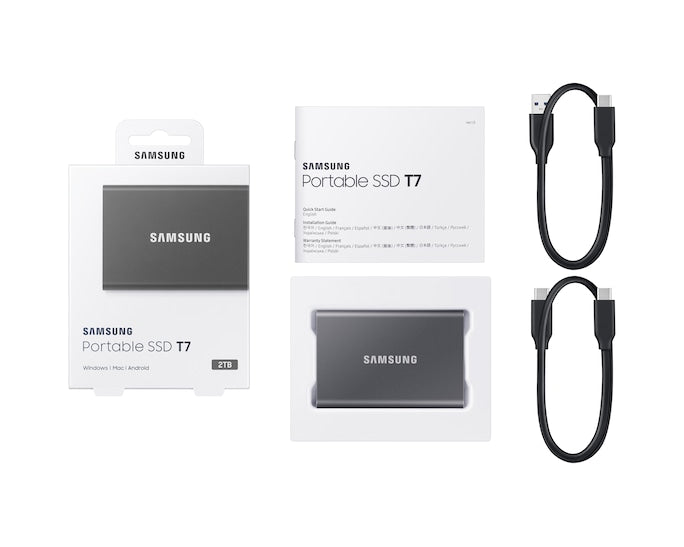 Samsung Portable SSD T7 2TB USB-C External SSD AES 256-Bit Titan Grey