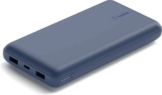 BELKIN BOOSTCHARGE PWRBANK, 20K mAh, USB-C(1) PD,USB-A (2)15W, BLUE,USB-C TO A CABLE INC - BPB012BTBL