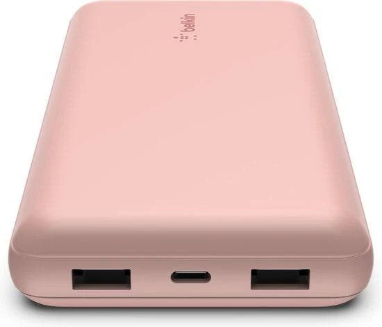 BELKIN BOOSTCHARGE PWRBANK, 20K mAh, USB-C(1) PD,USB-A (2)15W, ROSE,USB-C TO A CABLE INC - BPB012BTRG