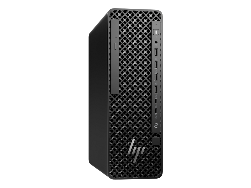 HP desktop computer tower on a white background
