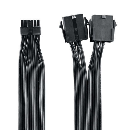 COOLER MASTER 12 PIN TO 2X8 PIN PCI-E CABLE ADAPTER, 400MM, BLACK FLAT 18AWG CABLE
