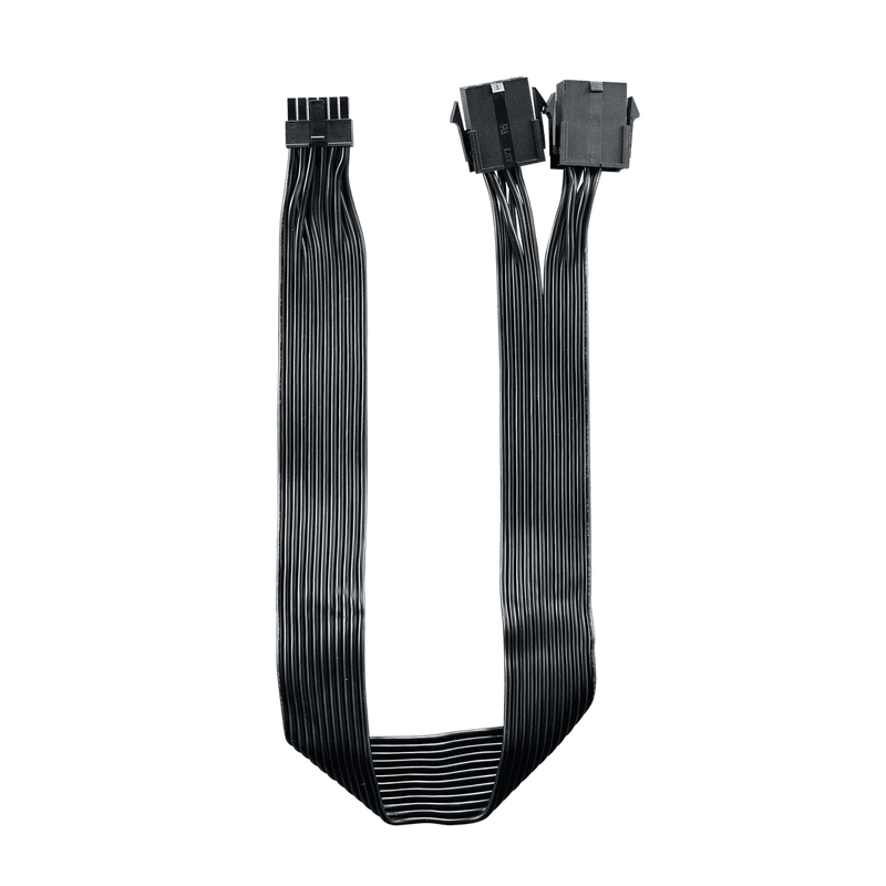 COOLER MASTER 12 PIN TO 2X8 PIN PCI-E CABLE ADAPTER, 400MM, BLACK FLAT 18AWG CABLE