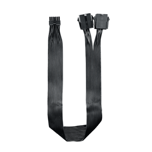 COOLER MASTER 12 PIN TO 2X8 PIN PCI-E CABLE ADAPTER, 400MM, BLACK FLAT 18AWG CABLE