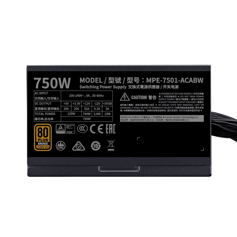 MWE 750 Bronze - V2 230V 80 Plus Bronze Certified 230V Power Supply Unit