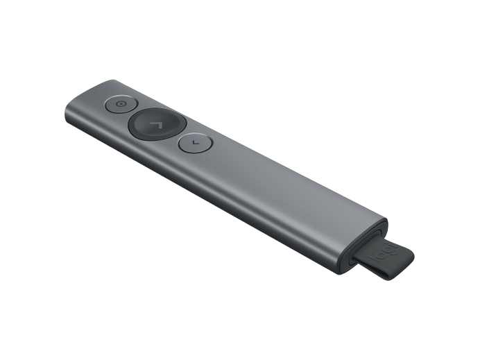 LOGITECH SPOTLIGHT WIRELESS PRESENTATION REMOTE,2.4GHZ USB RECEIVER,BT,SLATE,30M RANGE-1YR-910-004863