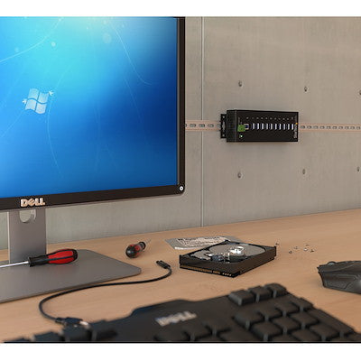 STARTECH 10 PORT USB 3.0 HUB, INDUSTRIAL, METAL, ESD & SURGE PROTECTION, MOUNT, 2YR - ST1030USBM