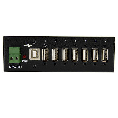 STARTECH 7 PORT USB2.0 HUB, INDUSTRIAL, METAL, ESD & SURGE PROTECTION, MOUNT, 2YR - ST7200USBM