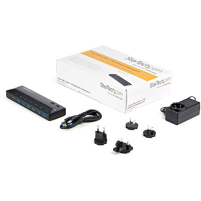 StarTech 7-Port USB 3.0 Hub 5Gbps with 2 Fast Charging Ports External Hub