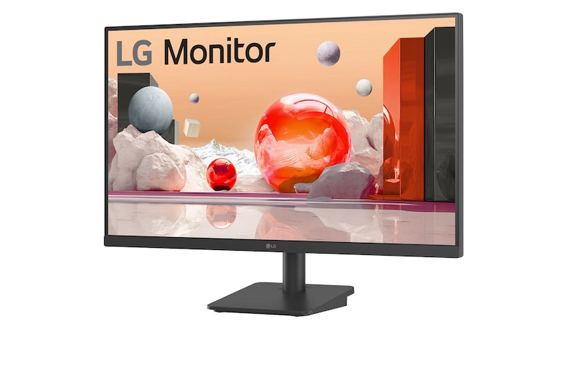 Off center shot of the front of the LG 27MS530B-B 27-Inch