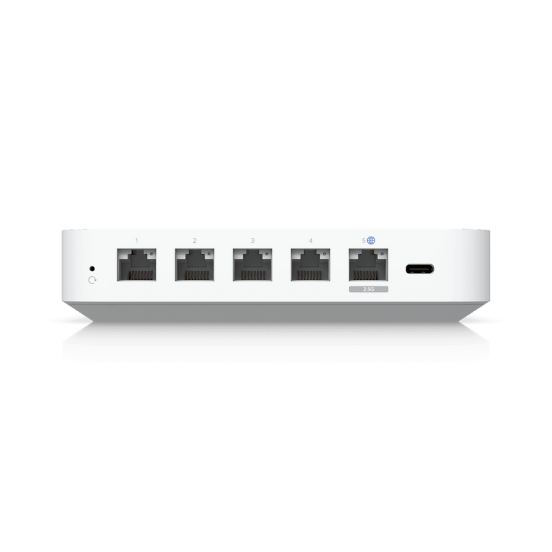 Ubiquiti Cloud Gateway Ultra, Multi-WAN, (4) GbE RJ45 ports, (1) 1/2.5 GbE RJ45 ports, USB Type C, 5V DC/3A, 100–240V AC, Max 6.2W, 2Yr Warr