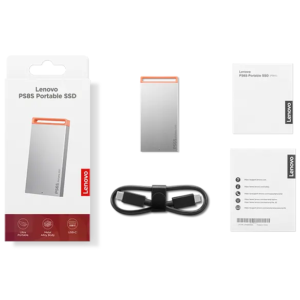 Lenovo PS8S 2TB Portable SSD USB-C 1050MB/s External Storage Metal Body