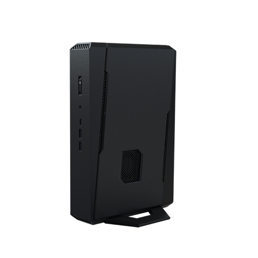 Off center shot of the front of ASUS NUC 15 Performance Mini Pc