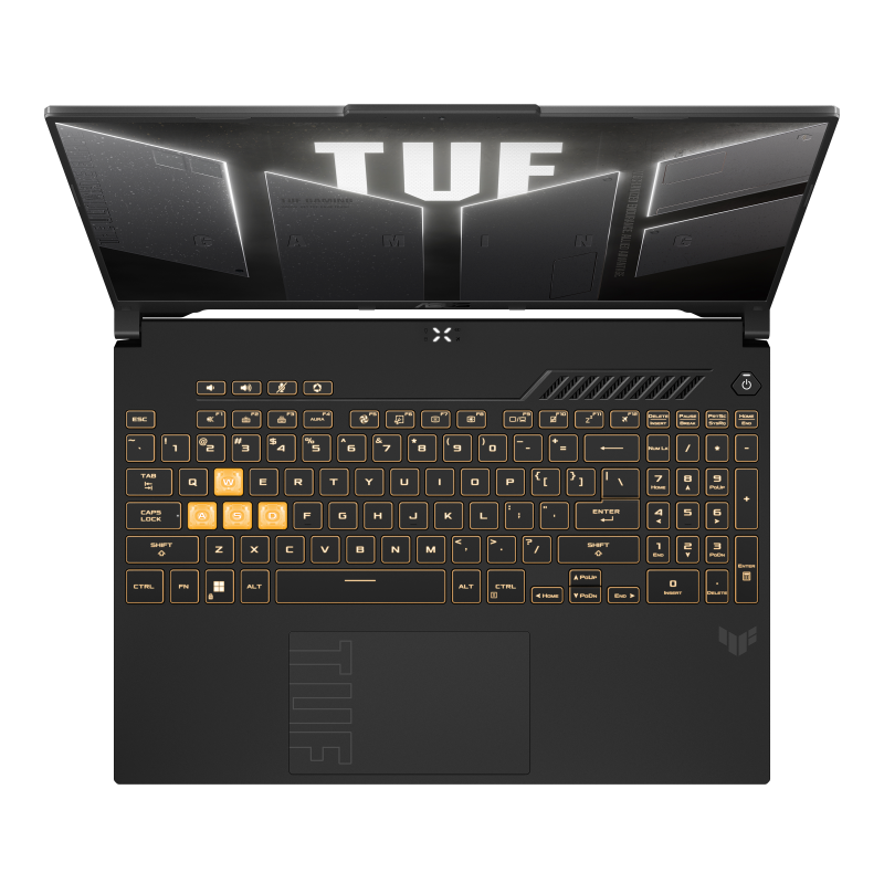 A top down view of the TUF Gaming F16 in Eclipse Grey.