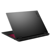 A rear view of the TUF Gaming A16 (2024), with the lid half open