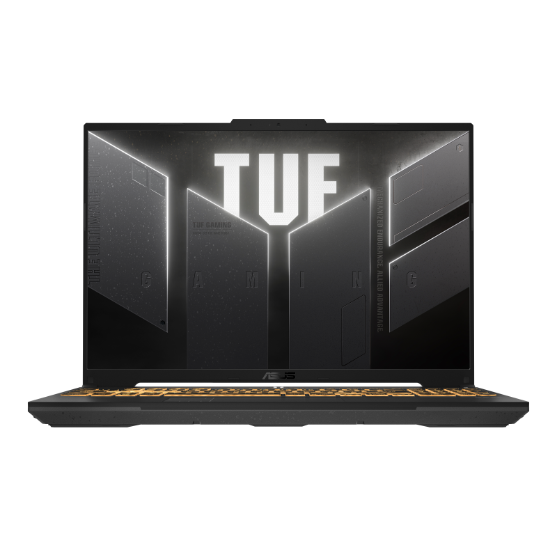 A TUF Gaming F16 with the TUF Gaming logo on screen