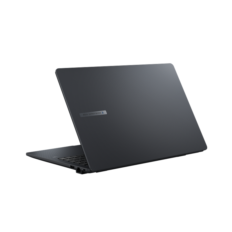 A rear view of the ASUS ExpertBook B1 (B1503), with the lid half open