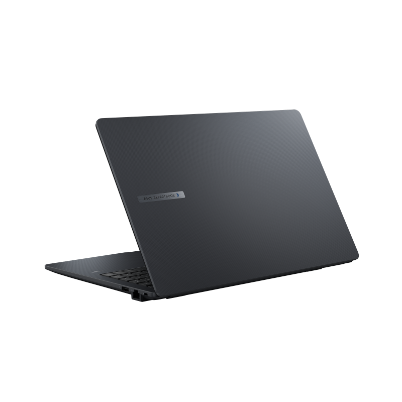 A rear view of the ExpertBook B1, with the lid half open