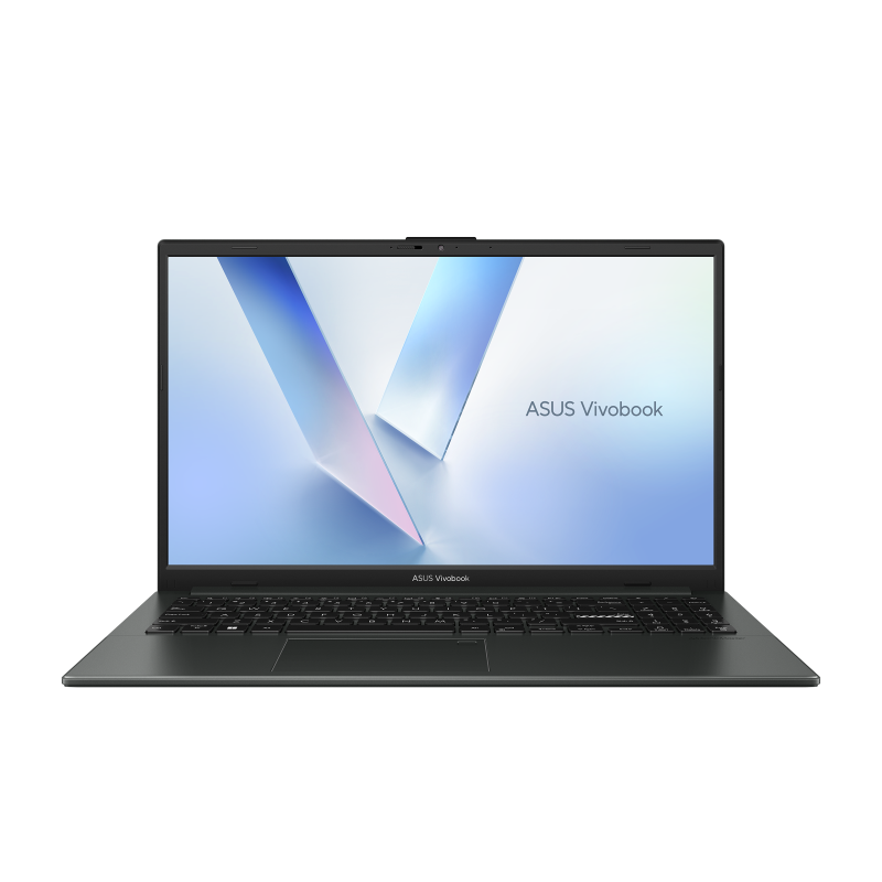 Front view of the ASUS Vivobook Go 15 (E1504F) and the keyboard visible