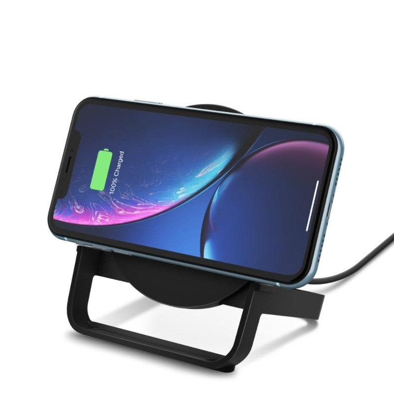 BELKIN QI WIRELESS 10W CHARGING STAND, USB-A TO mUSB CABLE,  NO PSU, BLACK, 2YR CEW - WIB001BTBK