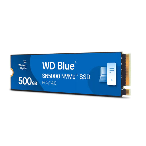 Off center shot of the front of the WD Blue SN5000 PCIe Gen4 NVMe